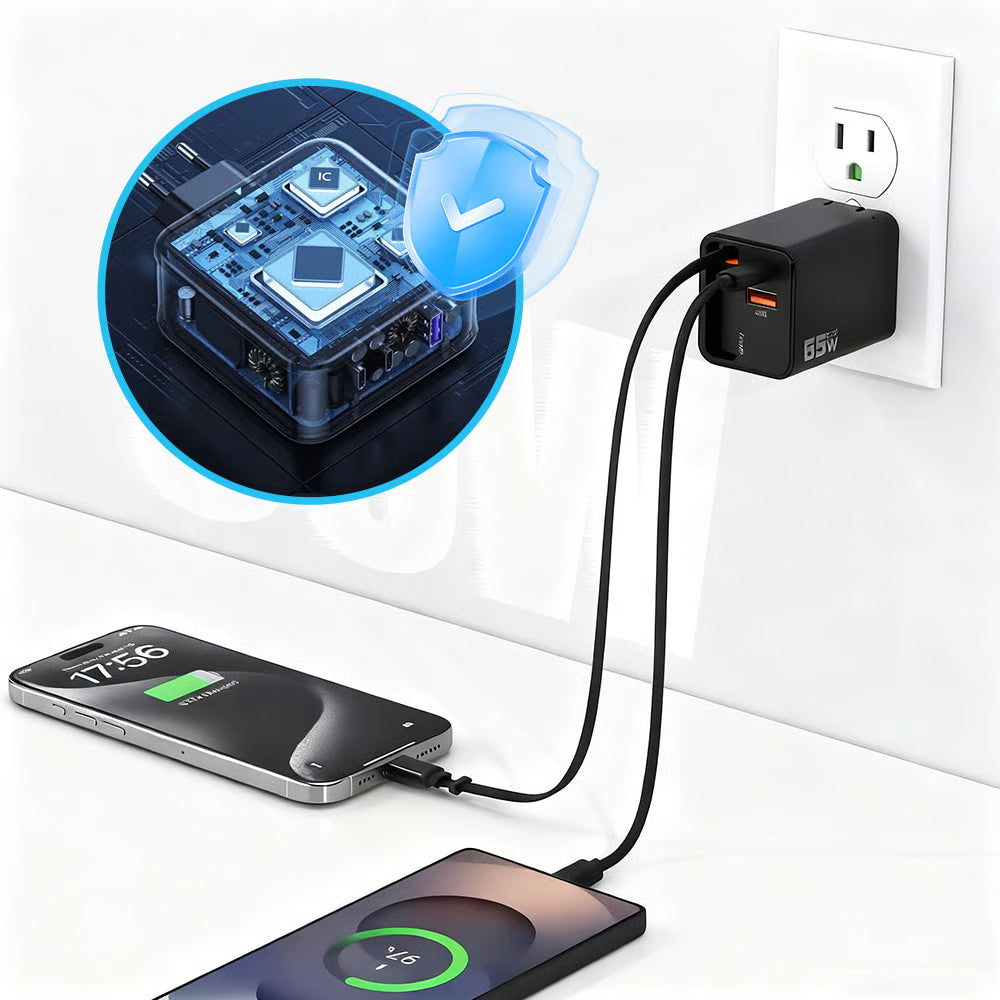 65W 3-in-1 Retractable Fast Charger