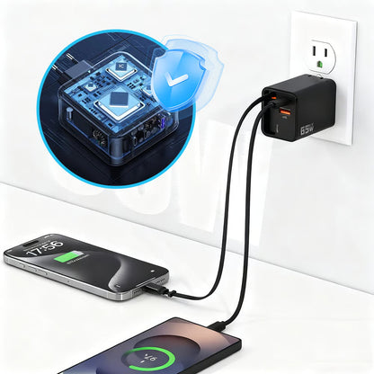 65W 3-in-1 Retractable Fast Charger