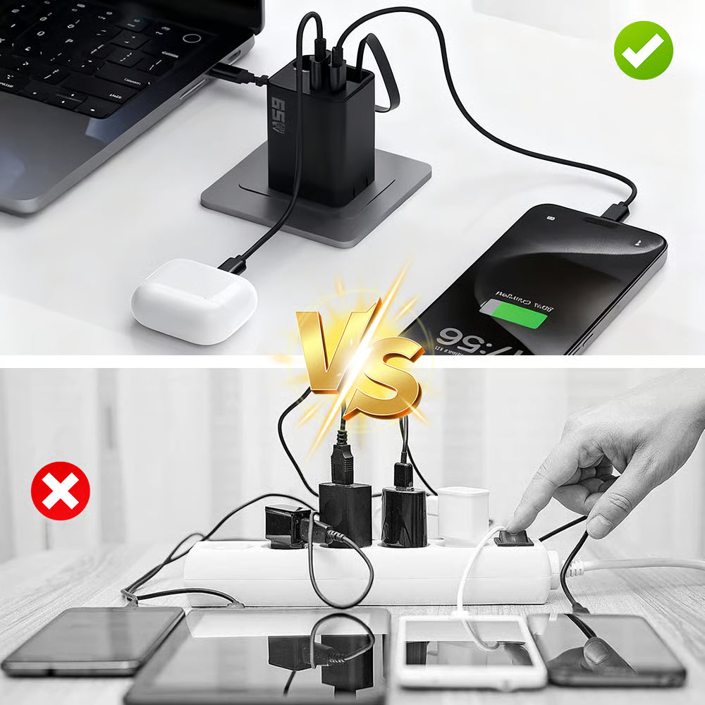 65W 3-in-1 Retractable Fast Charger
