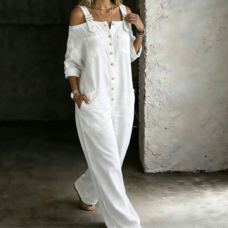 Wide-Leg Jumpsuit with Pockets