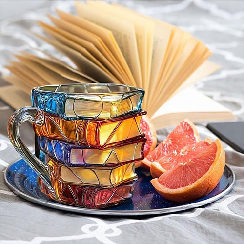 Hand-Painted Books Coffee Mug